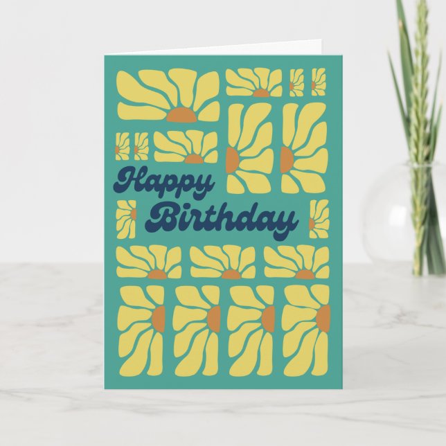 Tarjeta Cumpleaños de la Flor Hippy Psicodélica Retro Groo (Anverso)