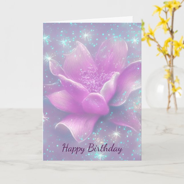 Tarjeta Cumpleaños de la Flor Púrpura (flor amarilla)