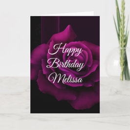 Tarjeta Cumpleaños de la Flor Rosa Gótica Púrpura y Roja