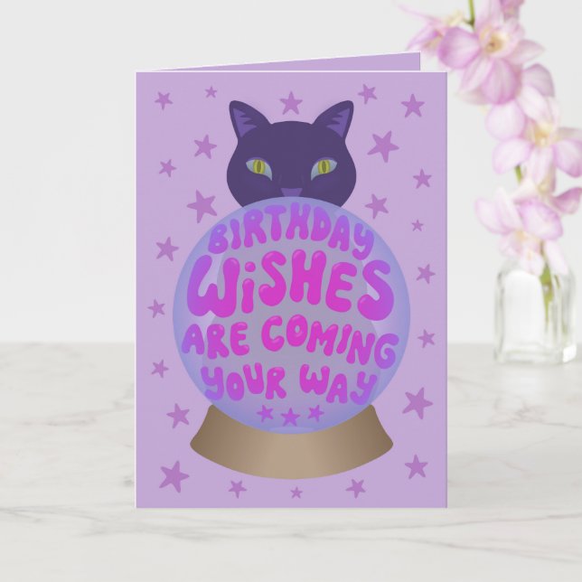 Tarjeta Cumpleaños de la Fortuna del Gato Negro (Orquídea)
