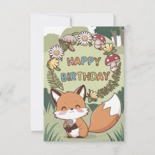 Tarjeta Cumpleaños de la Fox encantada de la bonito