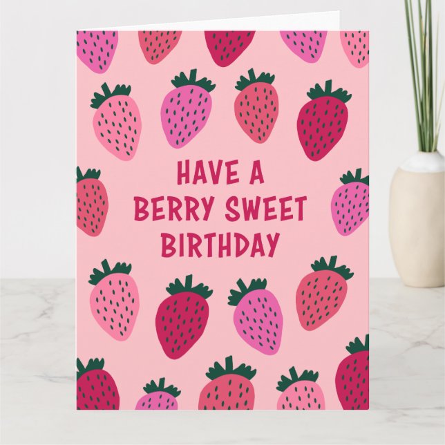 Tarjeta Cumpleaños de la fresa - Pun de fresa (Anverso)