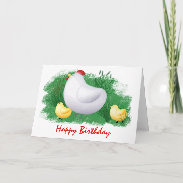 Tarjeta Cumpleaños de la gallina y de los polluelos de (Anverso)