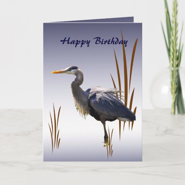 Tarjeta Cumpleaños de la garza de gran azul (Anverso)