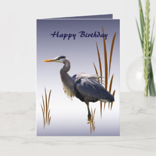 Tarjeta Cumpleaños de la garza de gran azul