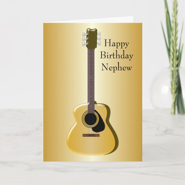 Tarjeta Cumpleaños de la Guitarra Acústica Personalizada (Anverso)