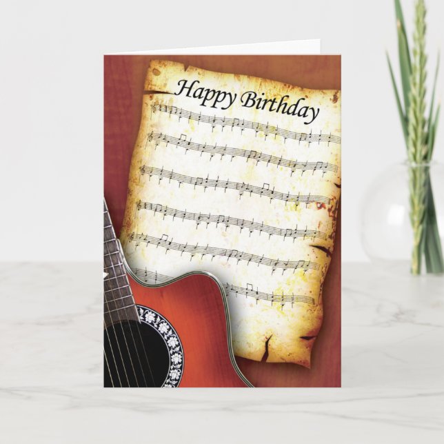 Tarjeta Cumpleaños de la guitarra de Accoustic (Anverso)