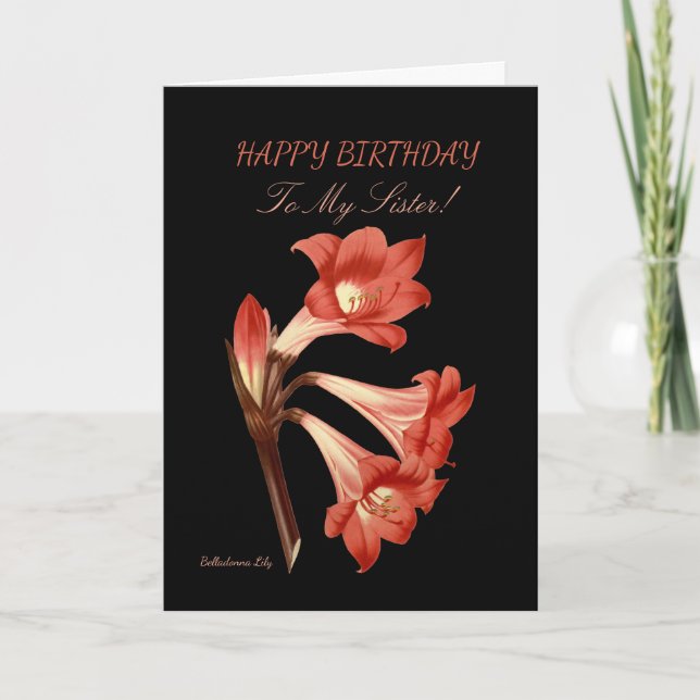 Tarjeta Cumpleaños de la hermana Belladonna Lily (Anverso)