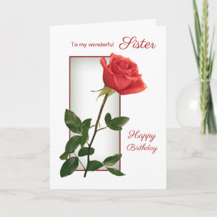 Tarjeta Cumpleaños de la hermana de la rosa Roja