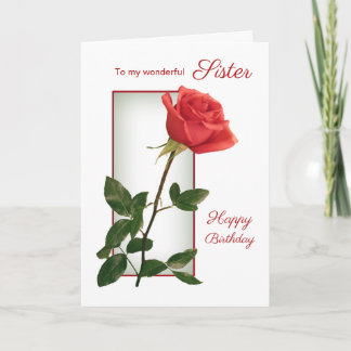 Tarjeta Cumpleaños de la hermana de la rosa Roja