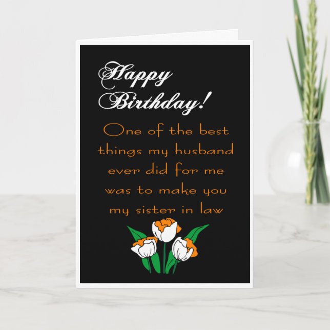Tarjeta cumpleaños de la hermana en la ley (Anverso)