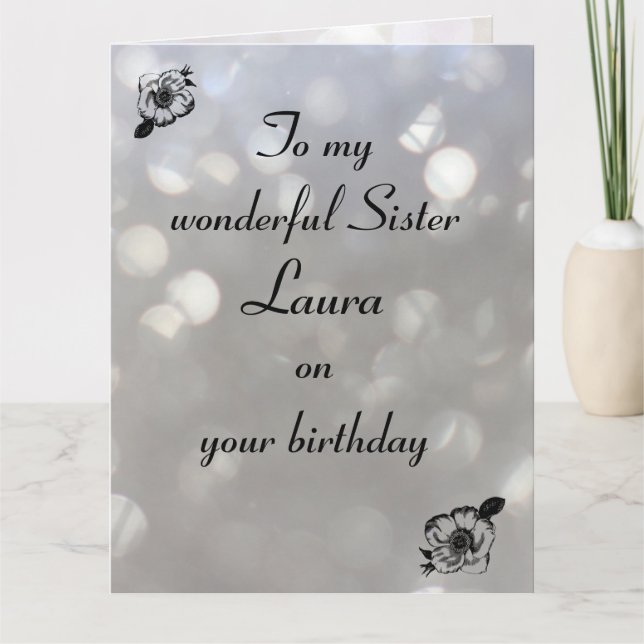 Tarjeta Cumpleaños de la hermana personalizada (Anverso)