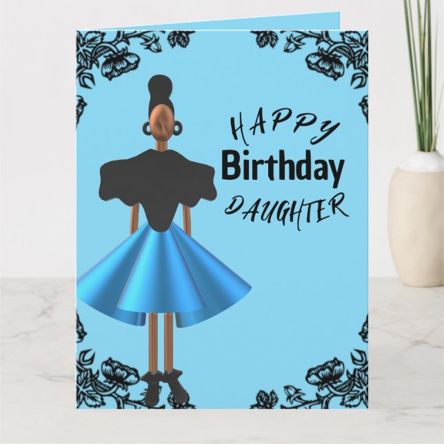 Tarjeta Cumpleaños de la hija afroamericana de la frontera (Anverso)