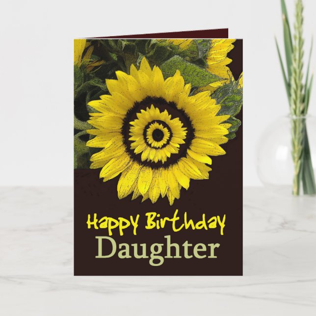 Tarjeta Cumpleaños de la hija con girasol alegre (Anverso)