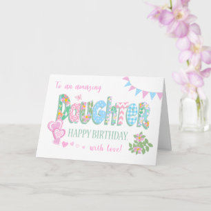 Tarjeta Cumpleaños de la hija con Rosas de perro manchando