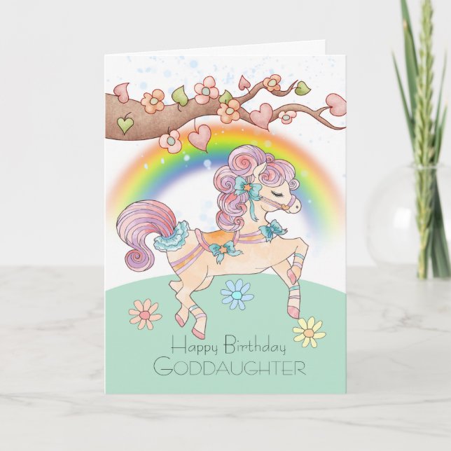 Tarjeta Cumpleaños De La Hija Con Un Dulce Pony (Anverso)
