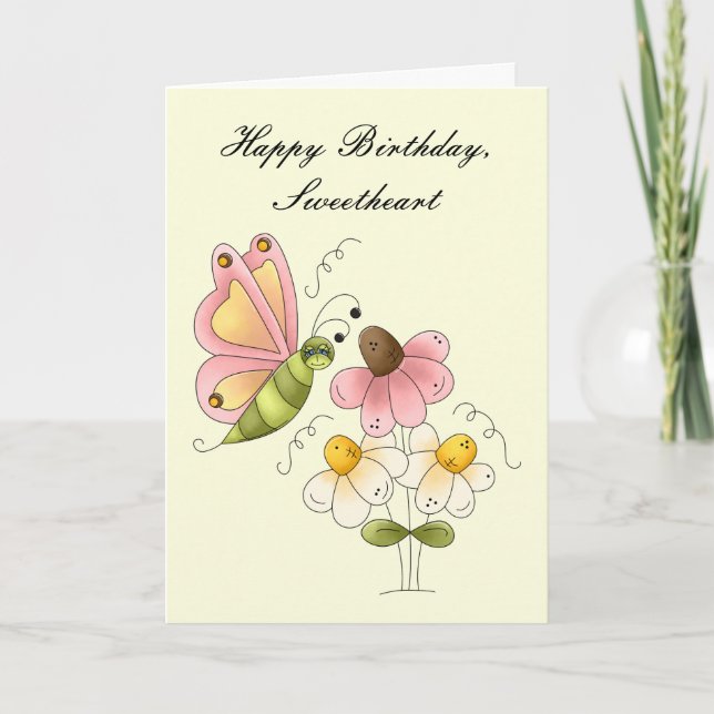 Tarjeta Cumpleaños de la hija de la mariposa dulce (Anverso)