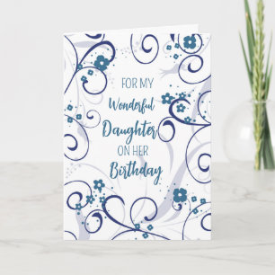 Tarjeta Cumpleaños de la hija de las flores azules