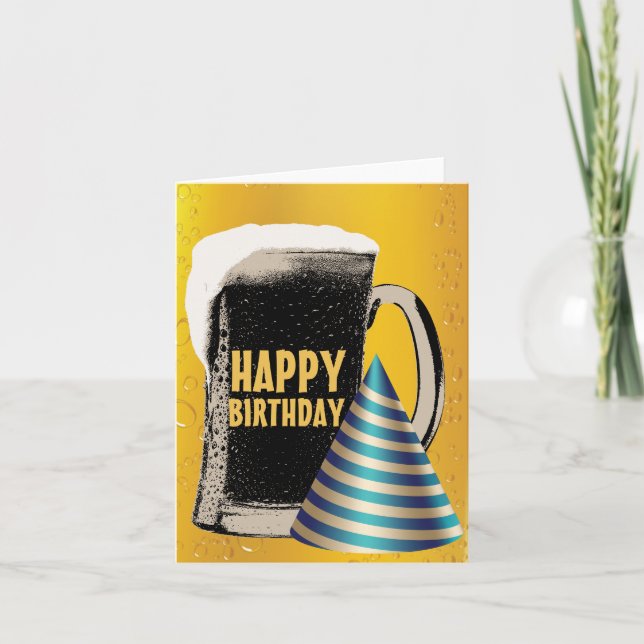 Tarjeta Cumpleaños de la hora feliz de la cerveza feliz (Anverso)
