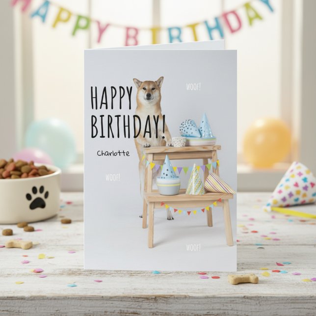Tarjeta Cumpleaños de la Inu Shiba desencadena el vigilia (Shiba Inu Birthday Unleash the Tail-Wagging Card)