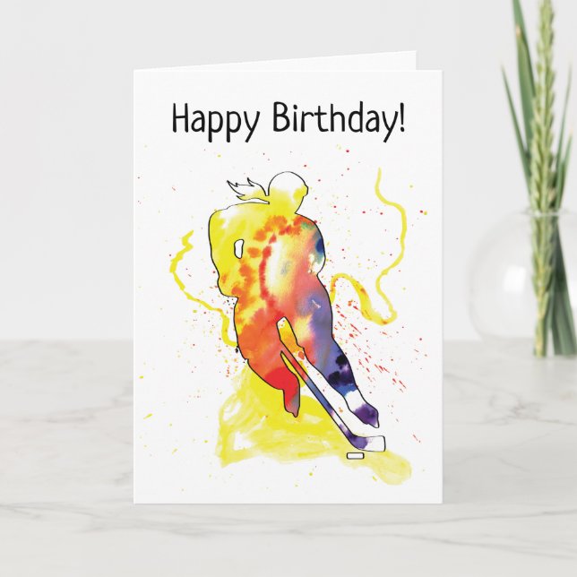 Tarjeta Cumpleaños de la jugadora de hockey femenino (Anverso)