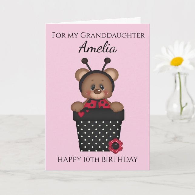 Tarjeta Cumpleaños de la linda y bonita nieta mariquita ni (Planta pequeña)