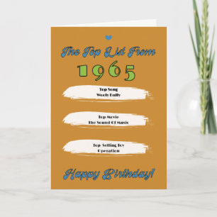 Tarjeta Cumpleaños de la lista superior de 1965