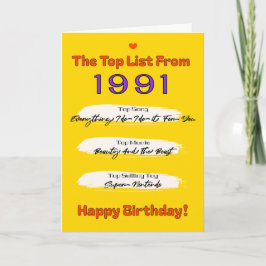 Tarjeta Cumpleaños de la lista superior de 1991