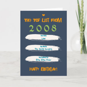 Tarjeta Cumpleaños de la lista superior de 2008