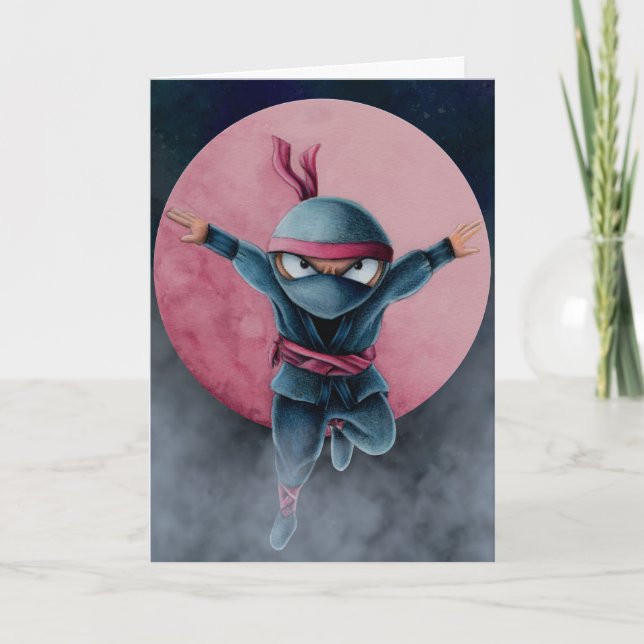 Tarjeta Cumpleaños de la Luna Roja del Ninja Saltarín (Anverso)