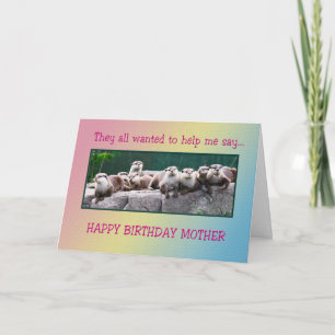 Tarjeta Cumpleaños de la Madre con las nutrias