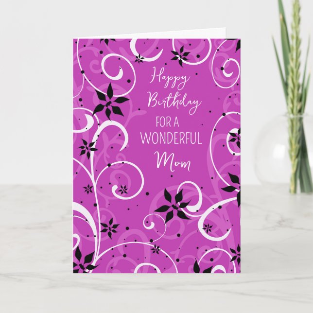 Tarjeta Cumpleaños de la madre de las flores moradas (Anverso)
