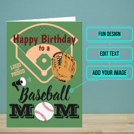 Tarjeta Cumpleaños de la madre del béisbol o del Softball