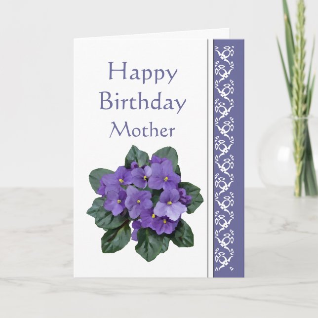 Tarjeta Cumpleaños de la mamá, flor de la púrpura de la (Anverso)