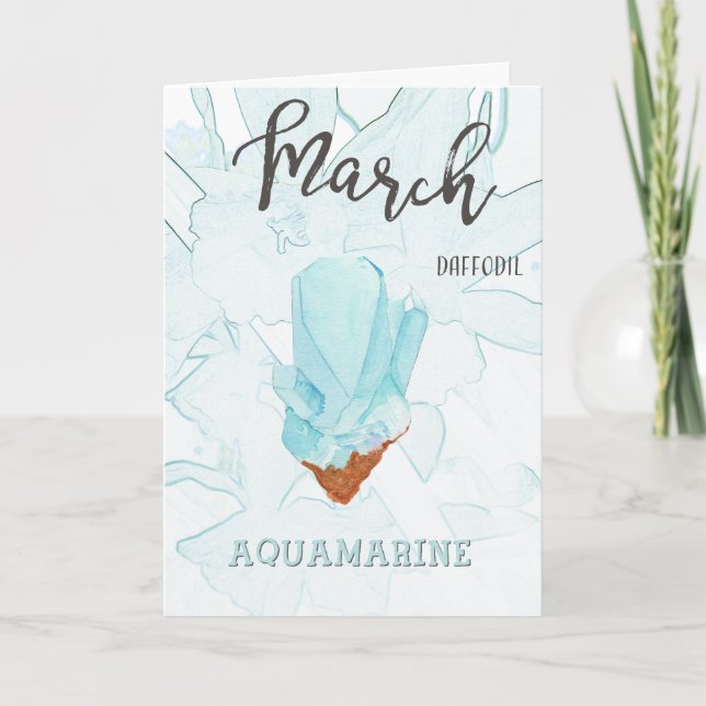 Tarjeta Cumpleaños de la Marcha: Alumbramiento y Flor Aqua (Anverso)