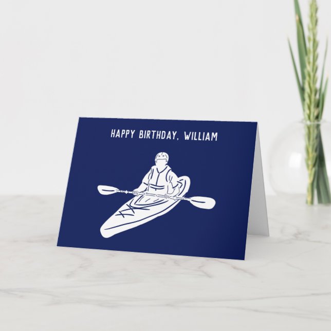 Tarjeta Cumpleaños de la Marina Azul y Kayakers (Anverso)