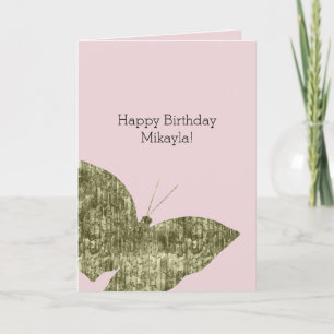 Tarjeta Cumpleaños de la mariposa de la joya del oro