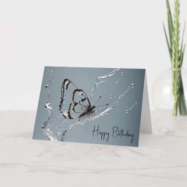 Tarjeta Cumpleaños de la mariposa de limpieza (Anverso)