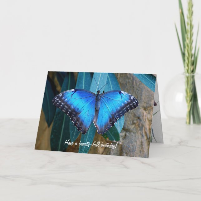 Tarjeta Cumpleaños de la mariposa morfa azul (Anverso)