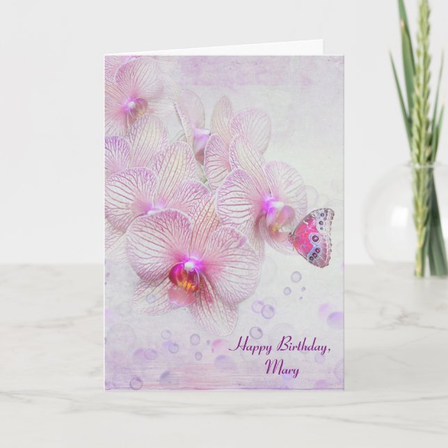 Tarjeta Cumpleaños de la Mariposa Orquídea (Anverso)