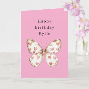 Tarjeta Cumpleaños de la Mariposa Rosa