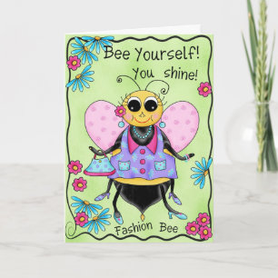 Tarjeta Cumpleaños de la miel de la abeja de la moda feliz