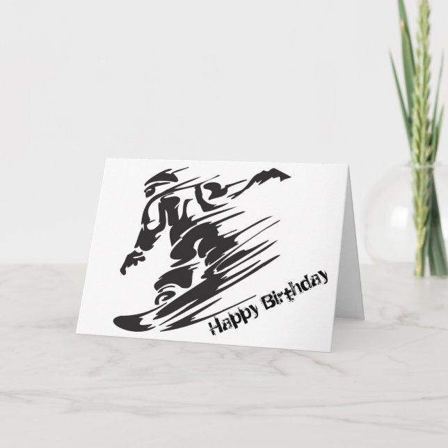 Tarjeta Cumpleaños de la montaña de la snowboard de la (Anverso)