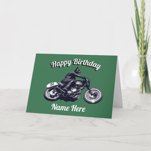 Tarjeta Cumpleaños de la motocicleta (Anverso)