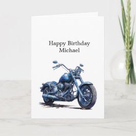 Tarjeta Cumpleaños de la motocicleta azul