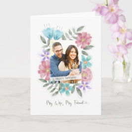 Tarjeta Cumpleaños de la mujer Personalizado Foto Flores a