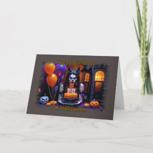 Tarjeta Cumpleaños de la mujer Werewolf en Halloween