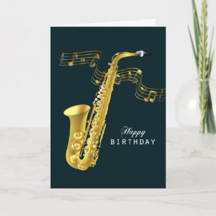 Tarjeta Cumpleaños de la música del saxofón feliz