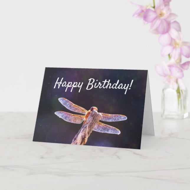 Tarjeta Cumpleaños de la Naturaleza del Dragonfly Mágico F (Orquídea)