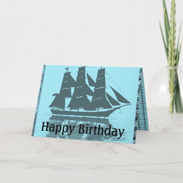 Tarjeta Cumpleaños de la nave de Viking (Anverso)